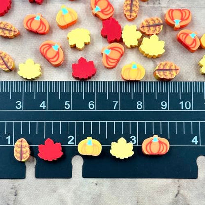 Polymer Clay Fall Pumpkin Maple Loose Spacer Beads, 10mm Thanksgiving Autumn Maple Leaves Pumpkin Beads Charms for DIY Hair Clip Necklace Bracelet Jewelry Earring Handmade Craft Making - color: maple pumpkin