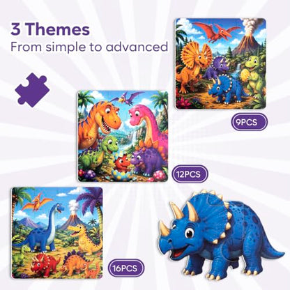 Biarek Dinosaur Magnetic Puzzles for Kids 3-5, 37-Piece Travel Set - color: Dinosaur - 37 Pieces