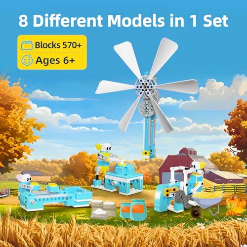 makerzoid STEM Robot Toys Building Kits, Happy Farm Building Toys with Motor for Kids Ages 6+, Engineering Science Learning Educational DIY Stem Projects Robot for Boys & Girls (570+ Pcs)