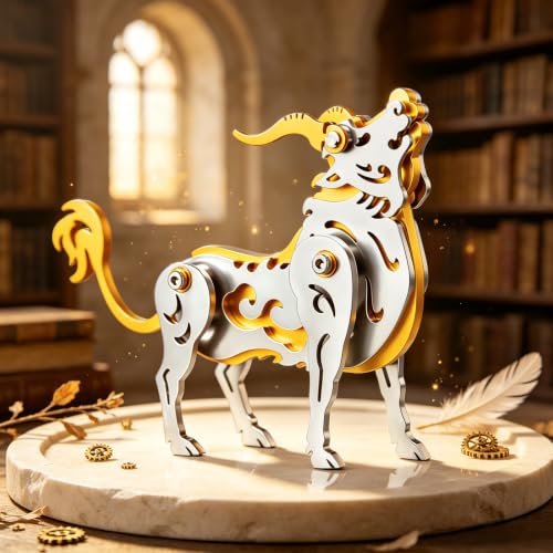 3D Metal Puzzle Mechanical Model Kit Zodiac Ox (Gold Silver - color: C06- Ox Gold