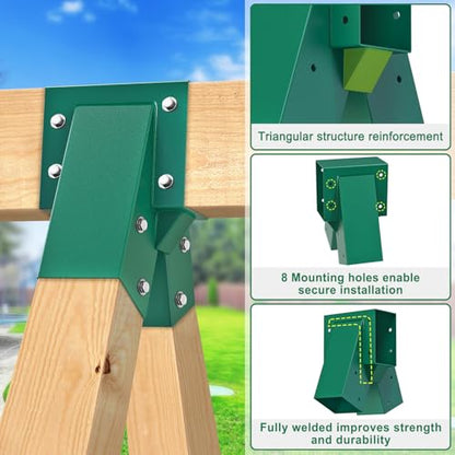 BeneLabel A-Frame Middle Swing Set Brackets with Swing Hangers Heavy Duty Swing Set Hardware DIY Swingset Brackets with Mounting Screw Playset Brackets Kit for 1 (4x6) Beam & 2 (4x4) Legs - color: Middle Bracket With Black Swing Hanger