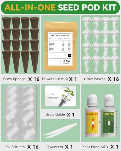 Vibrant Flower Seed Pod Kit Compatible with Gardencube, idoo,Ahopegarden Hydroponics Growing System with Marigold,Snapdragon,Cosmos,Sunflower,Zinnia,Lavender,Borage,Coneflower(16-Pod) - color: Vibrant Flower, size: 16-pods