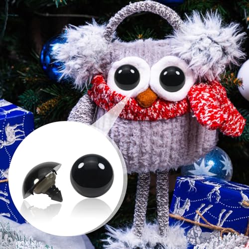 TOAOB 150pcs 24mm Large Safety Eyes for Amigurumis Black Plastic Crafts Doll Eye with 150pcs Washers for DIY Crochet Stuffed Animals Doll Making Supplies - size: 24mm