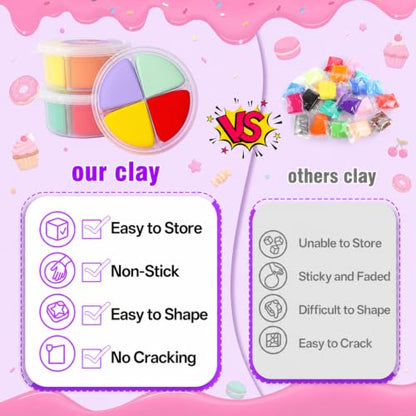 Air Dry Clay Kit -12 Desserts Modeling Clay for Kids Arts and Crafts - color: #06Purple- Dessert House