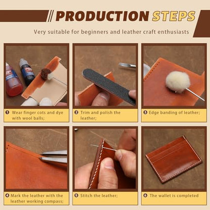 CBHGFEA 51Pcs Leather Working Kit, Vegetable Tanned Leather Craft Kit - color: Style C