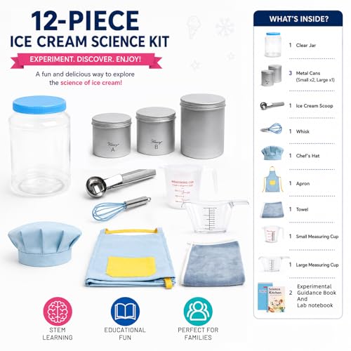 Ice Cream Making Kit for Kids - STEM Science Toy Ages 5–12, Recipe Cards