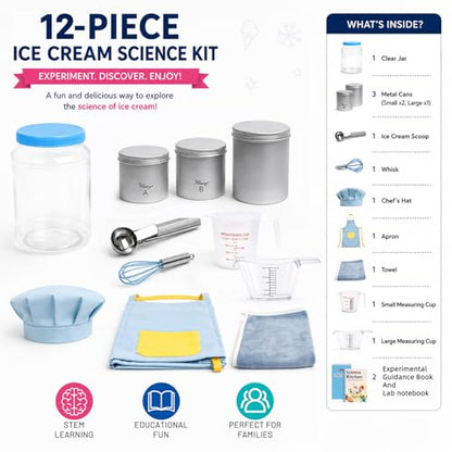 Ice Cream Making Kit for Kids - STEM Science Toy Ages 5–12, Recipe Cards