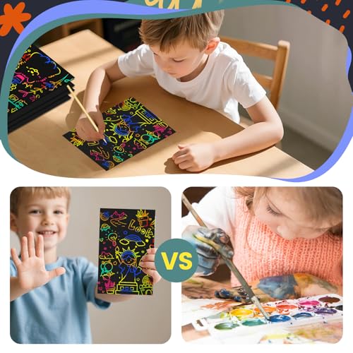 Cityrosy Rainbow Scratch Art Paper Sets Arts Crafts Supplies for Kid160 Pcs - color: Rainbow（S-160pcs）