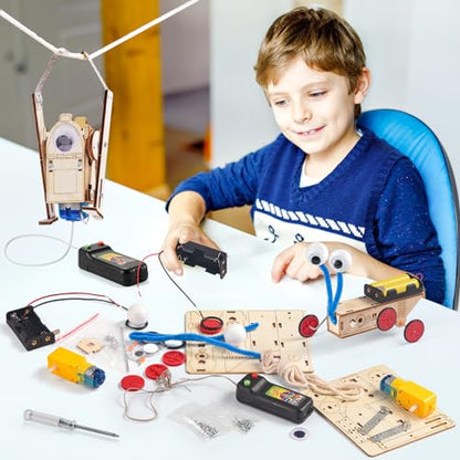 5-in-1 STEM Kit for Kids Ages 6-8 8-10, Wood Robot Building Science Kits