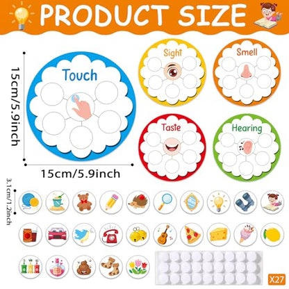 5 Senses Learning Activity for Kids Educational Teacher Supplies Five Senses Sorting Cards Learning Game Develop Fine Motor Skills for Toddlers Preschoolers and Kindergarteners Homeschool Must Haves