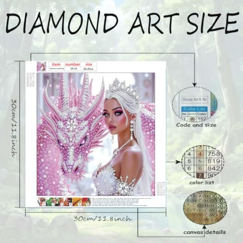 Dragon Diamond Art Kits for Adults,Full Drill Diamond Painting Kit 12x12in - color: YP119