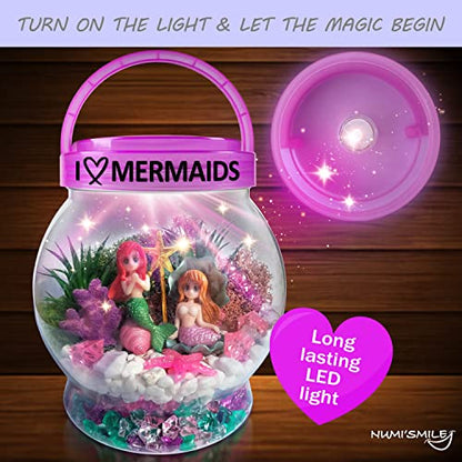 DIY Mermaid Light-Up Terrarium Kit for Kids Craft Gift for Girls Ages 4-10 - style: Mermaid