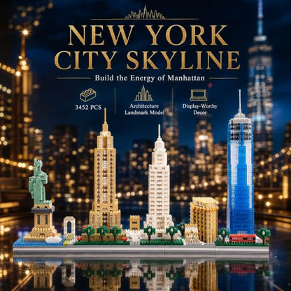New York Skyline Architecture Micro Mini Building Block Set 3452Pcs - style: New York Skyline