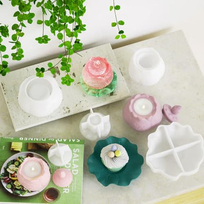 Lotus Resin Jar Mold with Lid, Silicone Mold for Epoxy Resin Casting