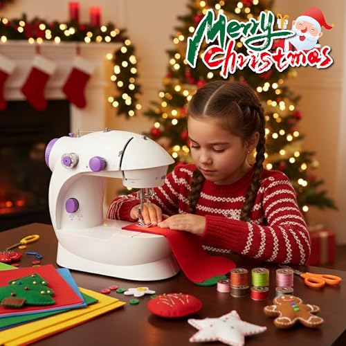 Mini Sewing Machine for Beginners-Maquina de Coser, Easy Automatic Sewing Machine with Extension Table, Household Electric Portable Sewing Tool with Sewing Kit, Small, for All Age, Kids or Adults - style: 202 Upgrade for Beginners