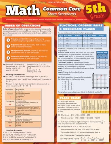 Math Common Core 5th Grade: a QuickStudy Laminated Reference Guide