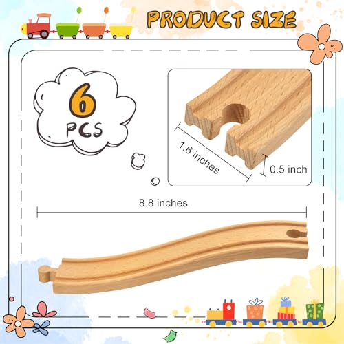 6 Pieces Ascending Wood Train Tracks Wood Train Tracks Expansion Compatible with Most Train Tracks Wood Train Track Connectors for Girls Boys Birthdays (6 PCS, Ascending) - color: 6pack