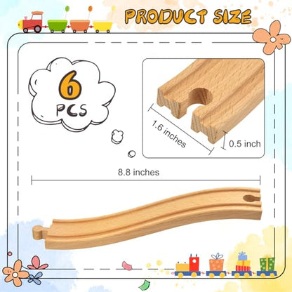 6 Pieces Ascending Wood Train Tracks Wood Train Tracks Expansion Compatible with Most Train Tracks Wood Train Track Connectors for Girls Boys Birthdays (6 PCS, Ascending) - color: 6pack