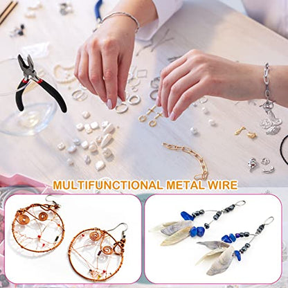 Funrous 5 Rolls Copper Wire 18 20 22 24 26 Gauge with Pliers,Silver - color: Silver