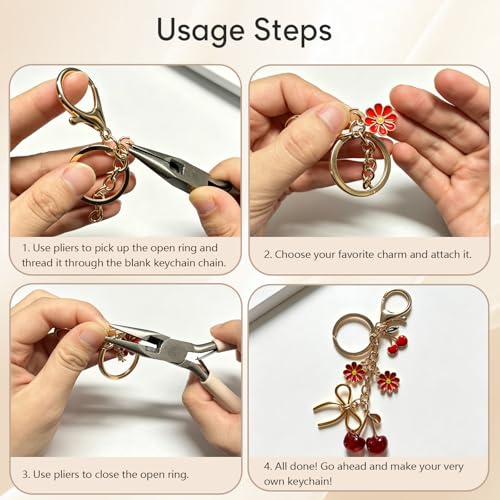 sunla 20pcs Silver Keychain Making Kit with Key Rings Lobster Clasp Chain, Metal Bag Charm Kits for DIY Craft Jewelry Making - color: Silver-20pcs