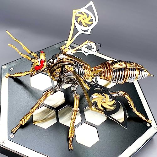 3D Metal Wasp Puzzles for Adults Model Kits Mechanical Puzzle Building Blocks, Difficult DIY Assembly for Men (Metal Wasp-Silver Golden) - style: Metal Wasp-Silver Golden