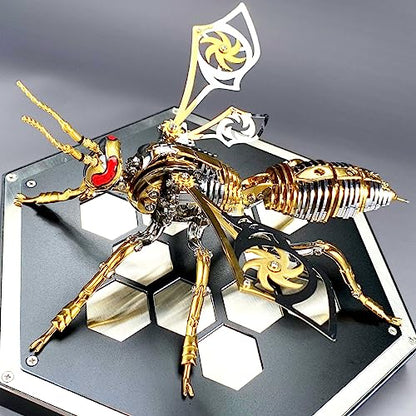 3D Metal Wasp Puzzles for Adults Model Kits Mechanical Puzzle Building Blocks, Difficult DIY Assembly for Men (Metal Wasp-Silver Golden) - style: Metal Wasp-Silver Golden