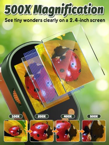 Acoath Microscope for Kids, Bug Catcher, 2.4" IPS Screen Bug Catching Kit - color: Dark Green