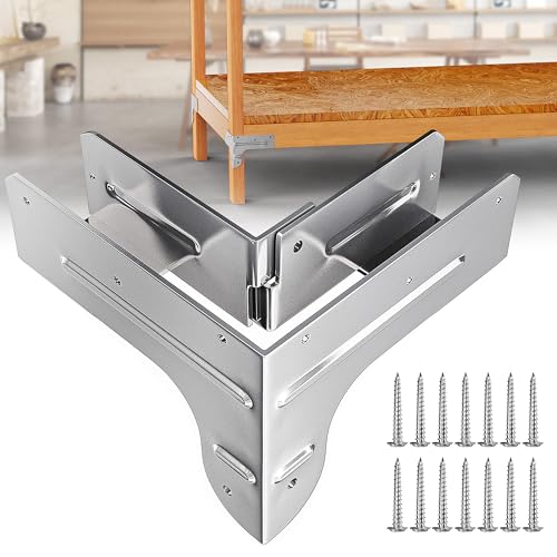 Workbench and Shelving Hardware Kit - Galvanized Steel Workbench Bracket Kit - 8PCS Workbench Brackets with 100 Upgraded 201 SS Screws - 2x4 Workbench Kit for Custom Size Table - Fits 1.5"x3.5" Lumber