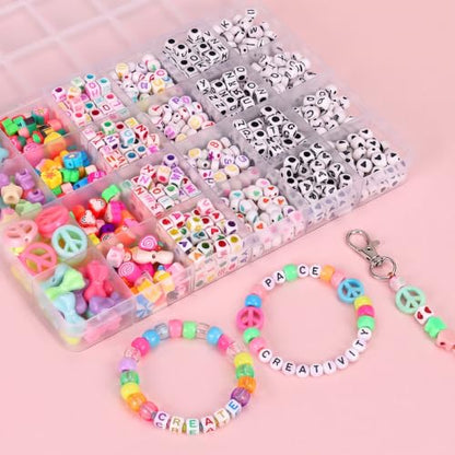 QUEFE 5 Boxes 96 Colors 3300pcs Pony Beads Bracelet Making Kit - color: 96 colors