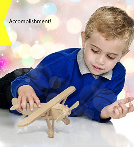 Puzzled Wooden Airplane Model Kits - 3D Wooden Puzzles for Adults - 4 Pack