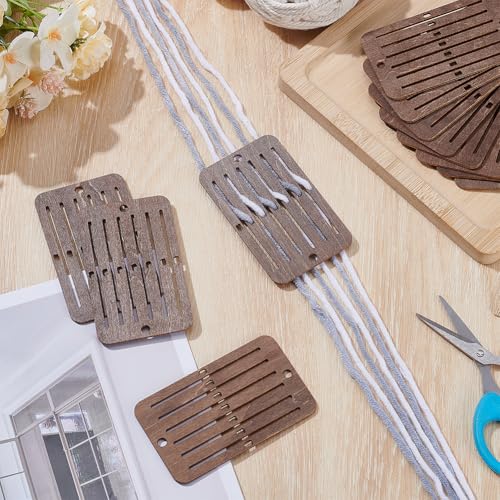 PH PandaHall 12PCS Mini Heddle Loom Wooden Weaving Heddle Loom Darning Loom Weaving Tools for Loom, Backstrap Weaving Loom Scarf Weaving Loom for Crafts Bracelet Bag Belt Strap Beginners Brown - color: Brown
