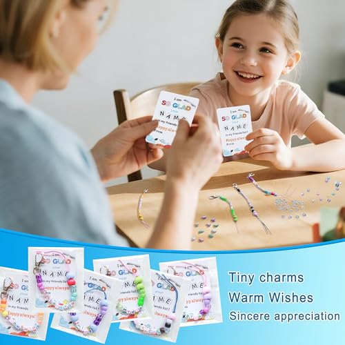 Tuhangcc 776 Pcs DIY Back to School Keychain Making Kit: Heart-Shaped Beads Adjustable Letter Alphabet Beads Strings, Gradient Brilliant Beads, 16 Charm Cards for Welcome First Day of School Gift - color: Gradient
