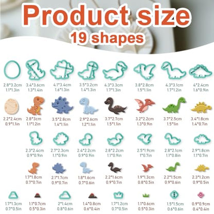 beinkmake 19Pcs Jurassic Dinosaur Polymer Clay Cutters Clay Earrings Cutter - style: Dinosaur