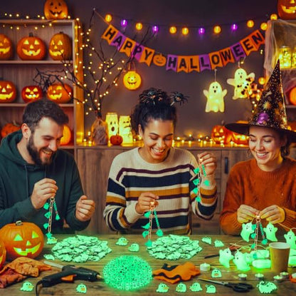 CraftyDream 558 Pcs Halloween Ghost Charms Keychain Kit Glow in the Dark - style: Halloween Ghost