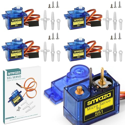 Smraza SG90 9G Micro Servo Motor Kit Metal Gear for Arduino RC Plane 4 Pcs - size: 4