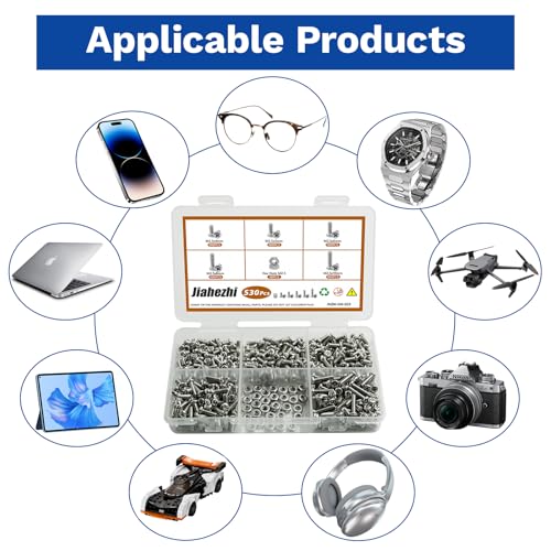 530Pcs 304 Stainless Steel Metric Micro Screws Nuts Assortment, M2.5x4/5/6/8/10mm Sizes, Phillips Pan Head, Fully Threaded Kit for Arduino, RC Models, Electronics, DIY Projects - size: M2.5x4/5/6/8/10- 530 Pcs