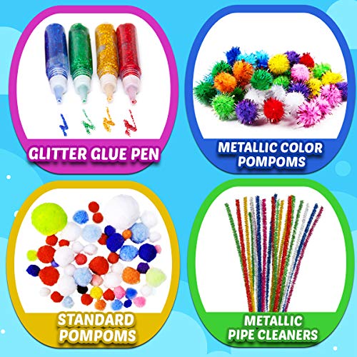 Goody King Arts and Crafts Supplies for Kids - Craft Art Supply Jar Kit for Student Age 4 5 6 7 8 9 10 Year Old Crafting Activity - Collage Arts Set for Toddlers Preschool DIY Classroom Home Project - size: Small