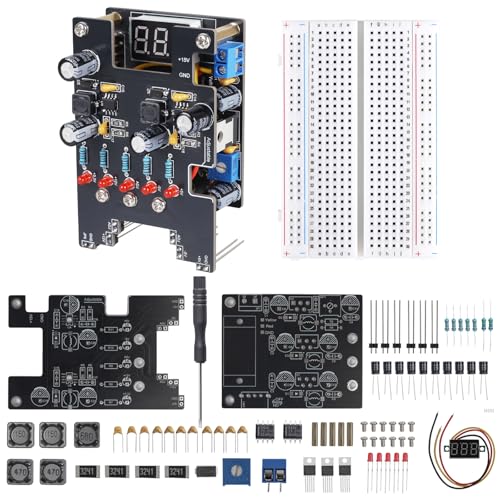 DIY Breadboard Power Supply Soldering Kit, PEMENOL Multi-Output LM2596 Power Module with 3.3V / 5V / 12V and Adjustable Output, Built-in Display and Switch for Electronics Projects, Labs and Makers
