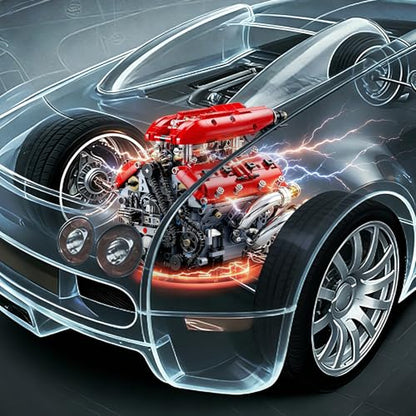 OWNONE 1 V8 Engine Model Kit that Runs, 1370PCS 8-Cylinder Engine Building Blocks Set with Motor, Build Your Own Visible Working Model Car Engineering Block Kit, STEM Toy for Adults Kids Gifts