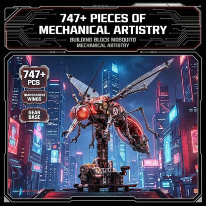 Mosquito Building Block – Hand-Crank Moving Wings & Abdomen Model Kit, STEM DIY Construction Set Great Birthday Idea for Teens & Adults - color: Black