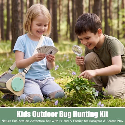 Wooden Bug Catcher Kit for Kids 3+, Bug Catching & Outdoor Explorer Kit | Wooden Insect Cage, Safe, Extendable Butterfly Net, Carry Bag, Catch & Release Adventure Set for Backyard & Camping