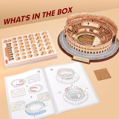 CubicFun Rome Colosseum 3D Puzzles for Adults Kids Model Kit, 163 Pieces