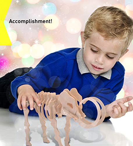 Puzzled 3D Puzzle Woolly Mammoth Wood Craft Construction Kit, 19Pcs. Pack