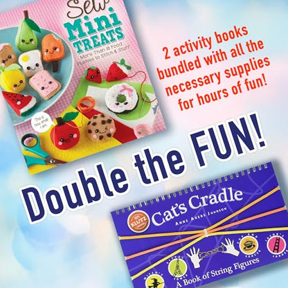 Klutz Sew Mini Treats Craft Kit and Cat's Cradle String Figures Book Set, DIY Food Plushies and Classic String Games