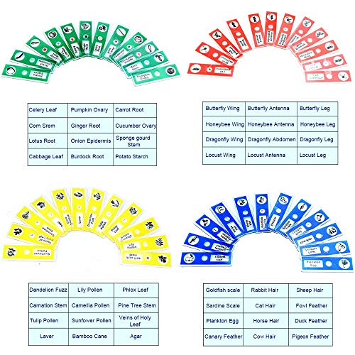 Prepared Microscope Slides, 48pcs Plastic Animals Insects Plants Flowers Sample Specimens - color: 48pcs