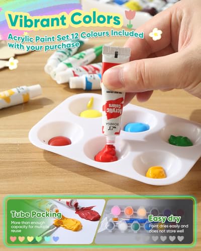 RGBDOT Kids Gardening Set Paint and Plant Stoneware Flower Growing Kit with 6 Pots and Gardening Tools Arts and Crafts for Kids Ages 8-12 Best Children’s Day Gift for Girls Boys Ages 5 6 7 8 9 10 - color: 6-set