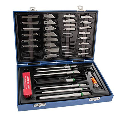 TCP Global® Deluxe Cutting Knife SET with Case Similar to Exacto - 56 Piece