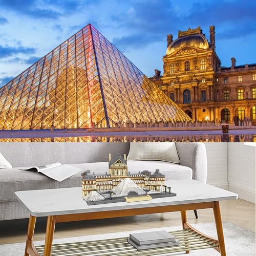 PQKIE Architecture Louvre Collection Micro Mini Building Set,3377Pcs Famous Landmarks Model Building Toy,STEM Creative Office or Home Decor Bricks Kits,Christmas Birthday Gift for Adults Teens Kids 6+