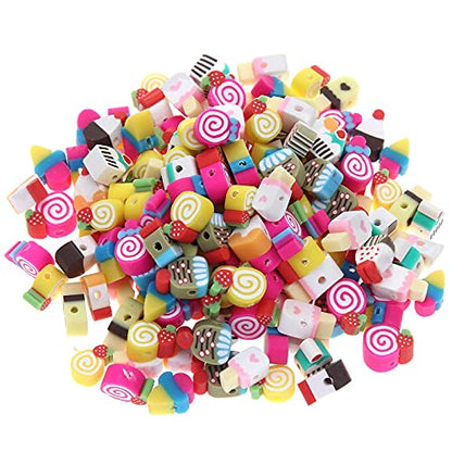 100pcs Mixed Polymer Clay Spacer Beads for Women Jewelry Making DIY Bracelet Necklace Hair Clip Accessories (Candy) - color: Candy