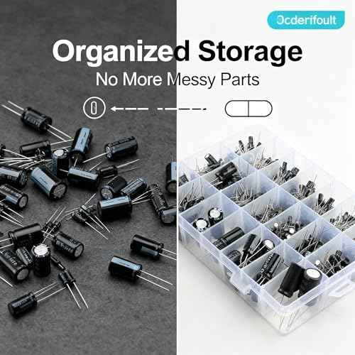 480pcs 24-Value Electrolytic Capacitor Kit 0.1uF-1000uF 10V 16V 25V 50V Capacitors Set Electronic Components for DIY Electronics Repair